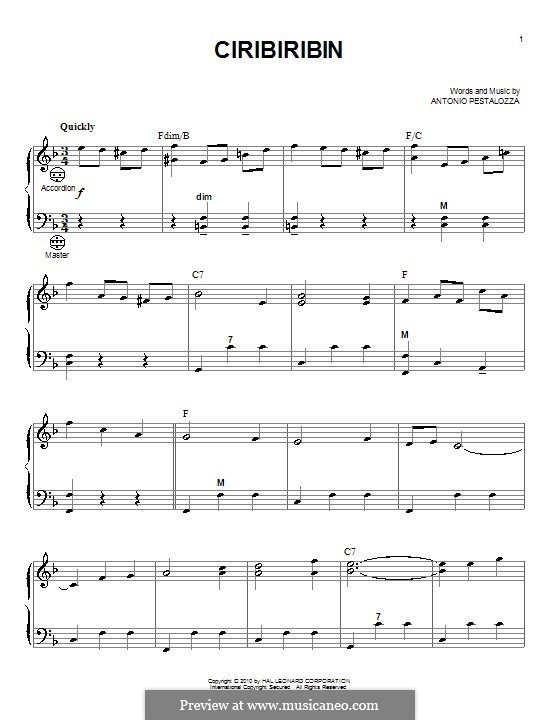 Ciribiribin: For accordion by Albert Pestalozza
