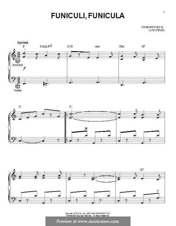Funiculi, Funicula: For accordion by Luigi Denza