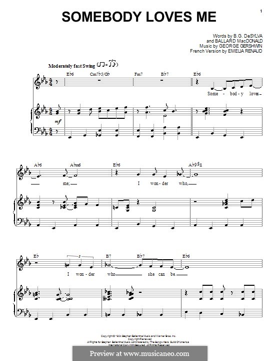 Somebody Loves Me by G. Gershwin - sheet music on MusicaNeo