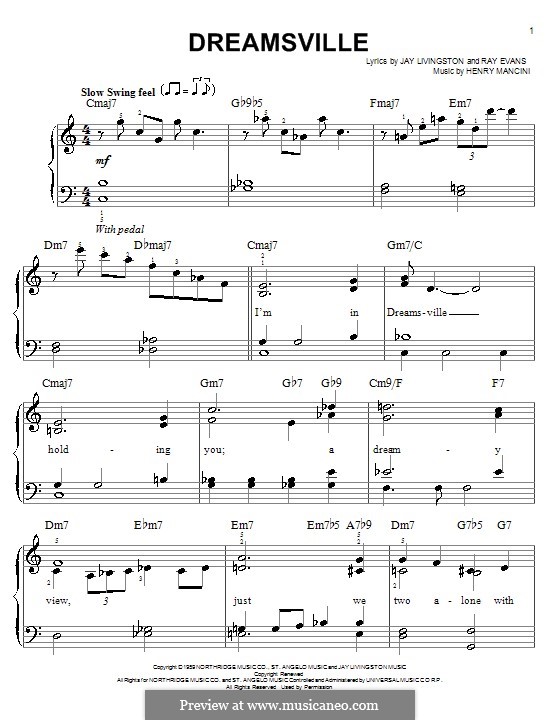 Dreamsville: For easy piano by Henry Mancini
