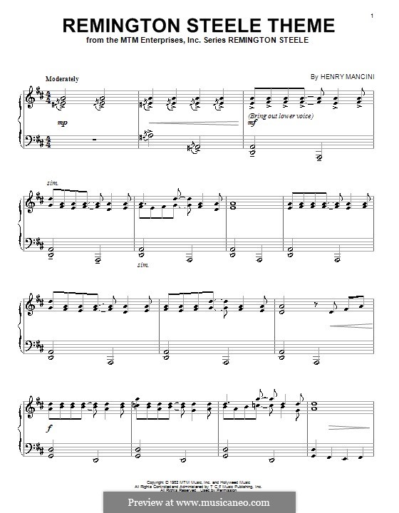 Remington Steele Theme: For piano by Henry Mancini