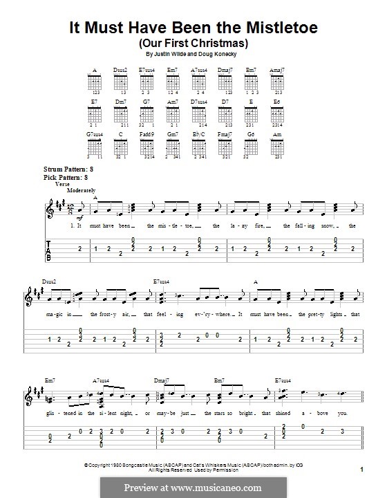 It Must Have Been the Mistletoe (Our First Christmas): For easy guitar (Barbara Mandrell) by Doug Konecky, Justin Wilde