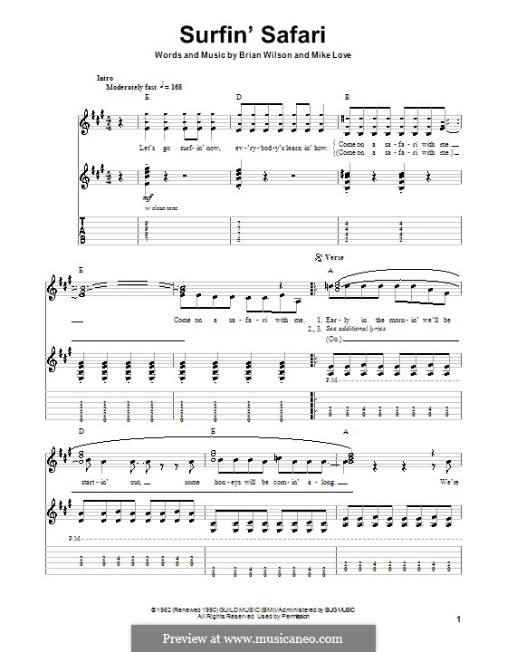 Surfin' Safari (The Beach Boys): For guitar with tab by Brian Wilson, Mike Love