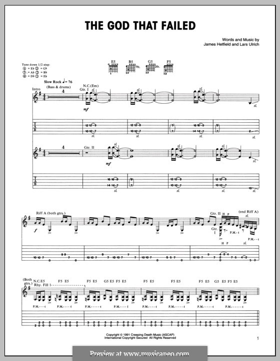 The God That Failed (Metallica): For guitar with tab by James Hetfield, Lars Ulrich