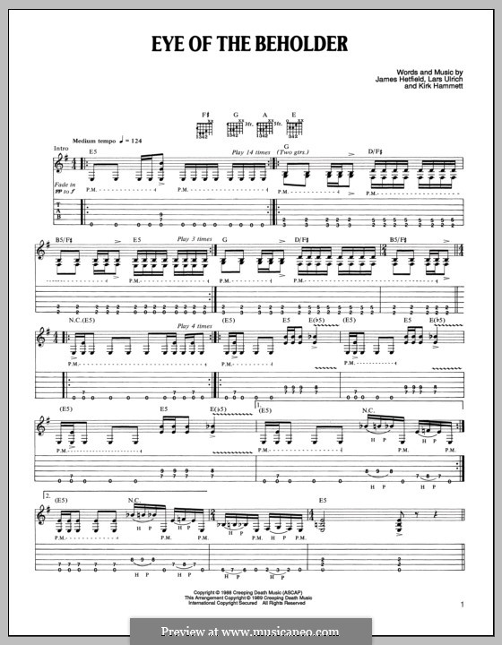 Eye of the Beholder (Metallica): For guitar with tab by James Hetfield, Kirk Hammett, Lars Ulrich