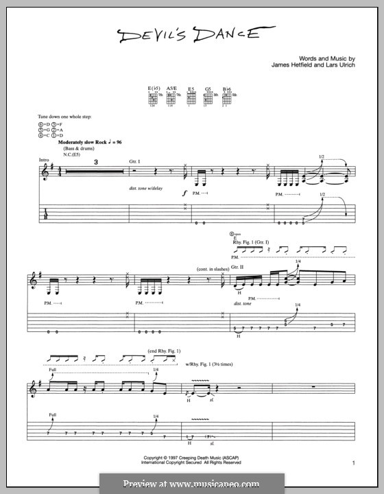 Devil's Dance (Metallica): For guitar with tab by James Hetfield, Lars Ulrich