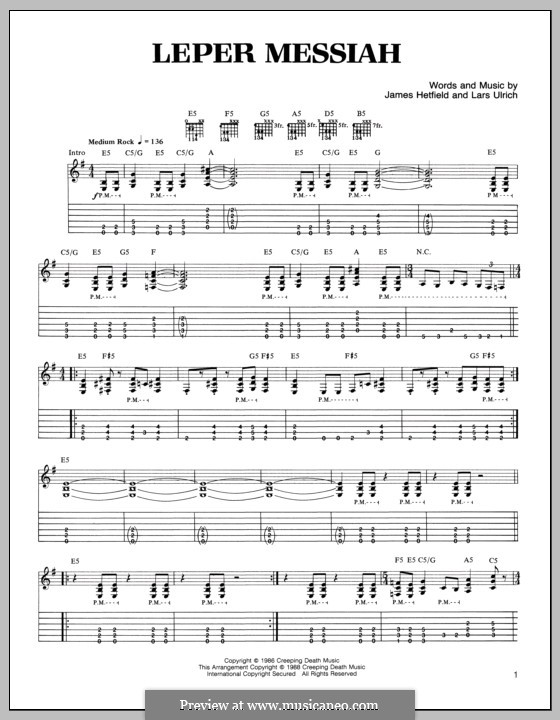 Leper Messiah (Metallica): For guitar with tab by James Hetfield, Lars Ulrich