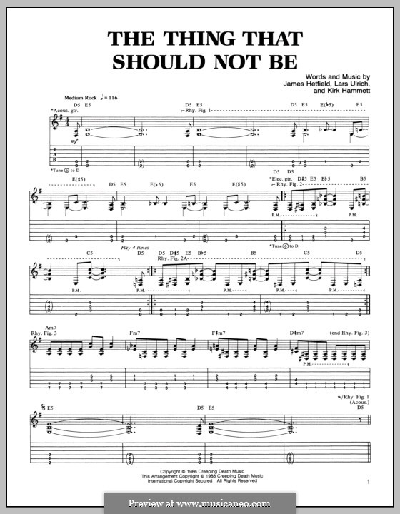 The Thing That Should Not Be (Metallica): For guitar with tab by James Hetfield, Kirk Hammett, Lars Ulrich