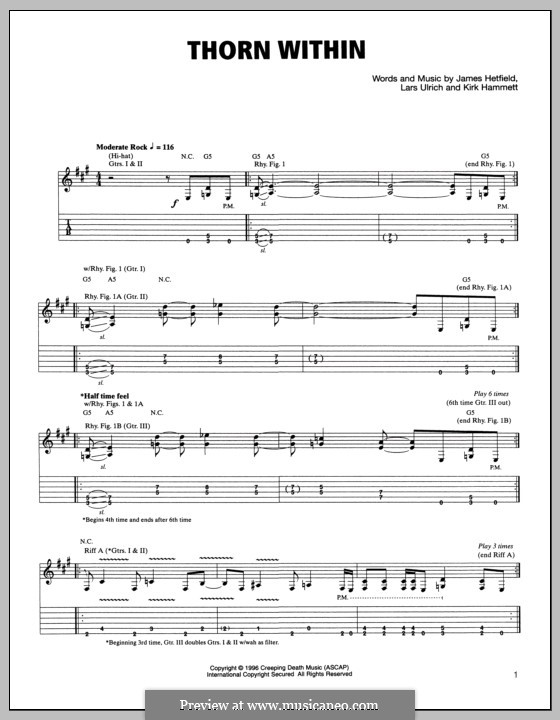 The Thorn Within (Metallica): For guitar with tab by James Hetfield, Kirk Hammett, Lars Ulrich