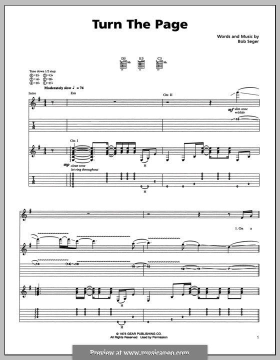 Turn the Page: For guitar with tab by Bob Seger