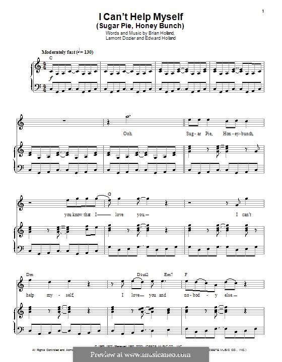 I Can't Help Myself (Sugar Pie, Honey Bunch): For voice and piano (The Four Tops) by Brian Holland, Edward Holland Jr., Lamont Dozier