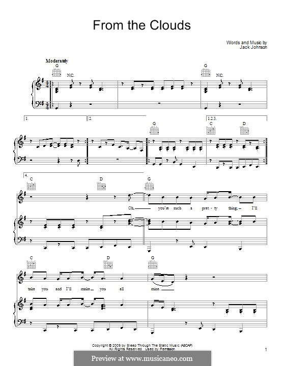 From the Clouds: For voice and piano (or guitar) by Jack Johnson