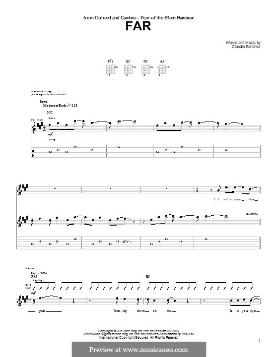 Far (Coheed and Cambria): For guitar with tab by Claudio Sanchez