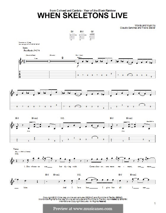 When Skeletons Live (Coheed and Cambria): For guitar with tab by Claudio Sanchez, Travis Stever