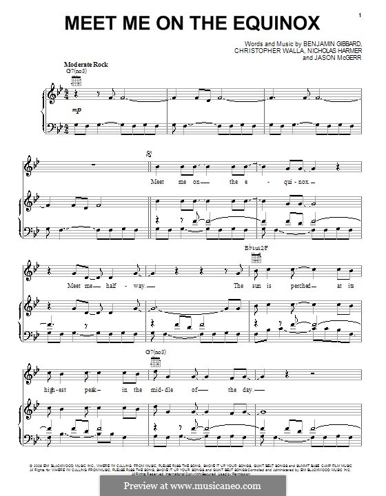 meet me on the equinox death cab for cutie by b gibbard c walla death cab for cutie sheet music