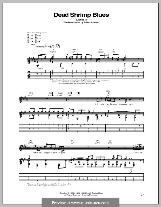 Dead Shrimp Blues: For guitar with tab by Robert Leroy Johnson