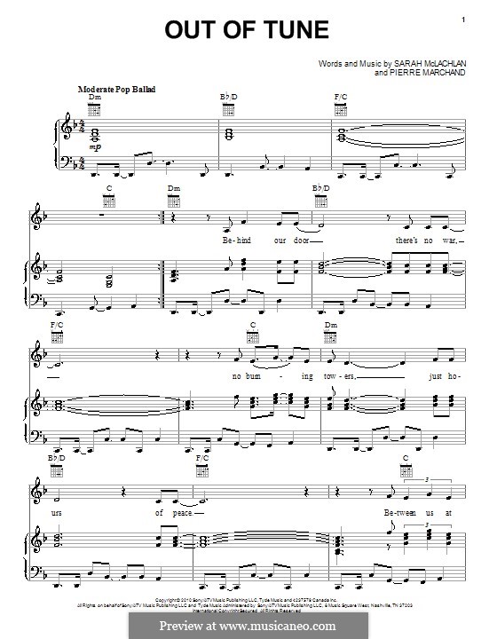 Out of Tune: For voice and piano (or guitar) by Pierre Marchand