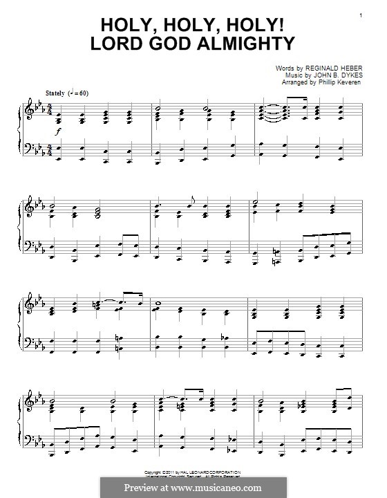 Holy, Holy, Holy! Lord God Almighty: For piano (high quality sheet music) by John Bacchus Dykes