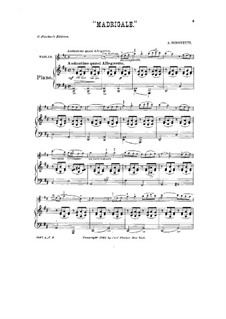 Madrigal in D Major: For violin and piano by Achille Simonetti