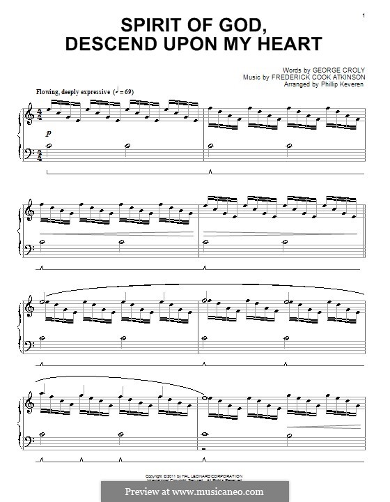 Spirit of God, Descend upon My Heart: For piano by Frederick Cook Atkinson