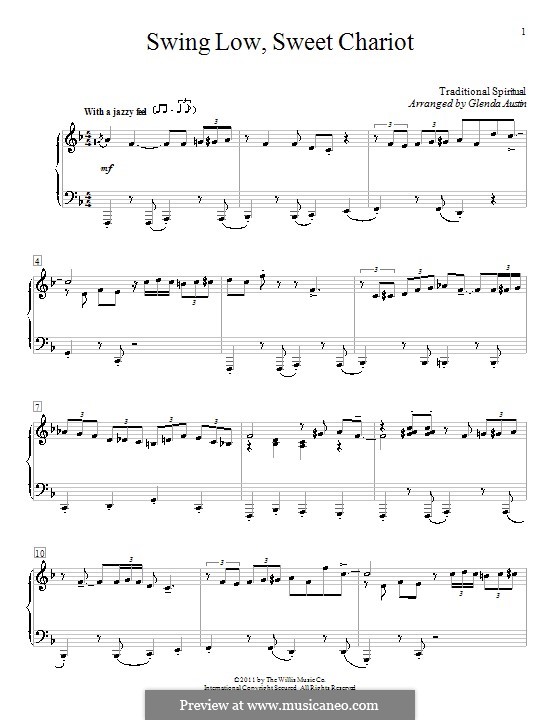 Swing Low, Sweet Chariot: For piano by folklore