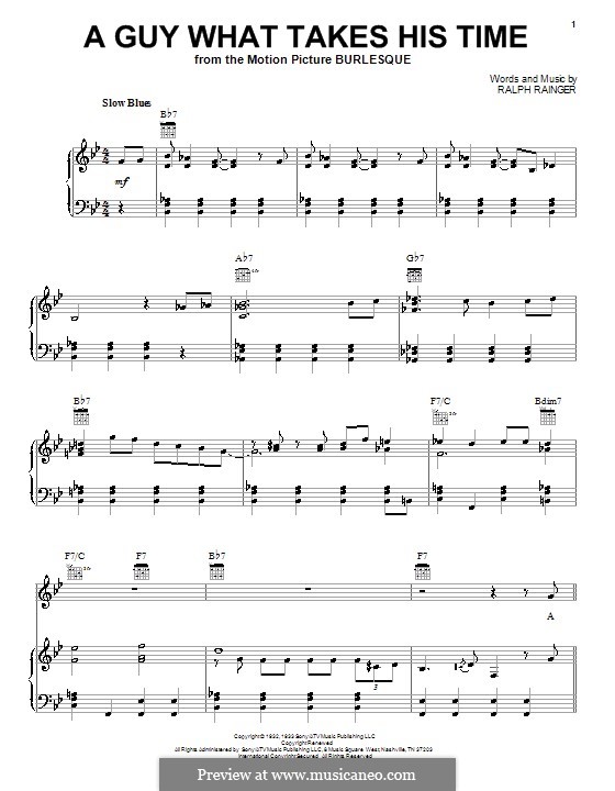 A Guy What Takes His Time (from She Done Him Wrong): For voice and piano (or guitar) by Ralph Rainger