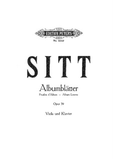 Six Album Leaves for Viola and Piano, op.39: Complete set by Hans Sitt