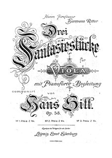 Three Fantastic Pieces for Viola and Piano, Op.58: Complete set by Hans Sitt