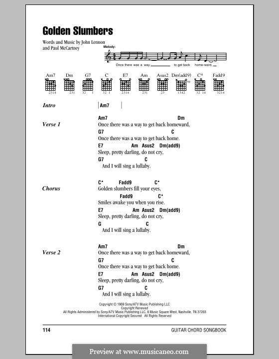 Golden Slumbers (The Beatles): Lyrics and chords by John Lennon, Paul McCartney