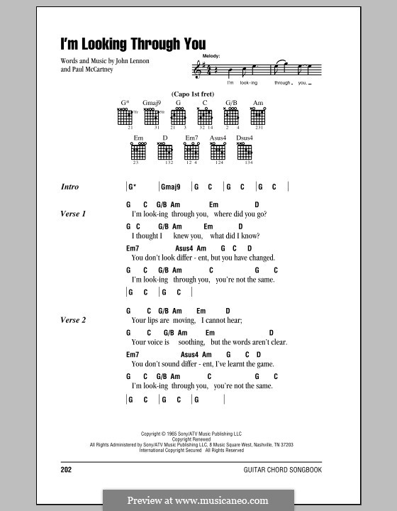 I'm Looking Through You (The Beatles): Lyrics and chords (with chord boxes) by John Lennon, Paul McCartney