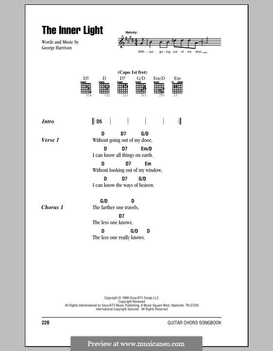 The Inner Light (The Beatles): Lyrics and chords (with chord boxes) by George Harrison