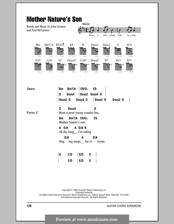 Mother Nature's Son (The Beatles): Lyrics and chords by John Lennon, Paul McCartney