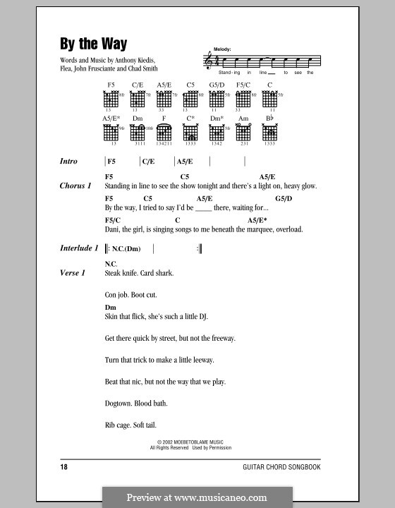 By the Way (Red Hot Chili Peppers): Lyrics and chords (with chord boxes) by Flea, Anthony Kiedis, Chad Smith, John Frusciante