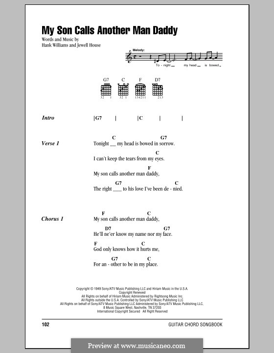 My Son Calls Another Man Daddy: Lyrics and chords (with chord boxes) by Jewell House