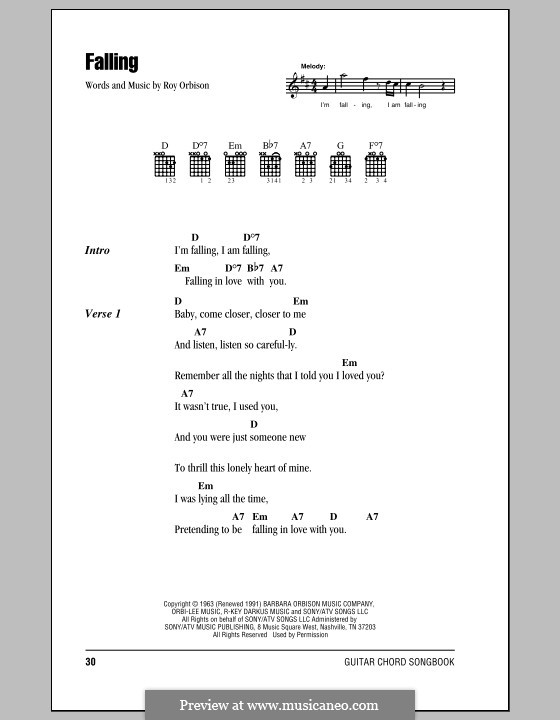 Falling by R. Orbison sheet music on MusicaNeo