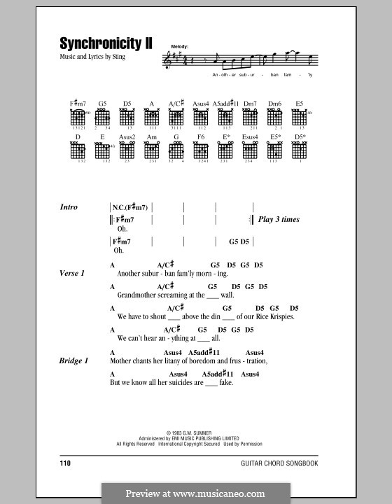 Synchronicity II (The Police): Lyrics and chords (with chord boxes) by Sting