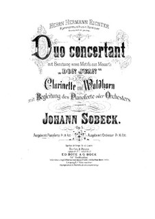 Duo Concertant for Clarinet, Horn and Piano on Themes from Mozart's 'Don Giovanni', Op.5: Duo Concertant for Clarinet, Horn and Piano on Themes from Mozart's 'Don Giovanni' by Johann Sobeck