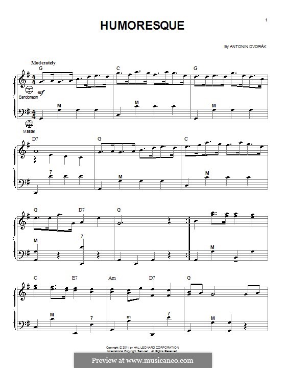 No.7 in G Flat Major (Printable scores): For accordion by Antonín Dvořák