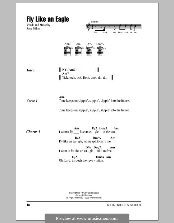 Fly Like an Eagle (Steve Miller Band): Lyrics and chords with chord boxes by Steve Miller