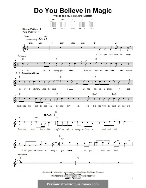 Do You Believe In Magic (The Lovin' Spoonful): For guitar (easy format) by John B. Sebastian