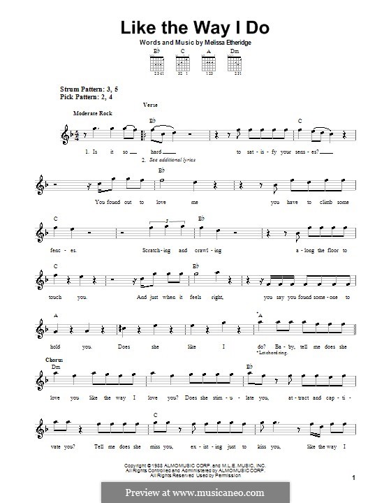 Like the Way I Do: For guitar (very easy version) by Melissa Etheridge