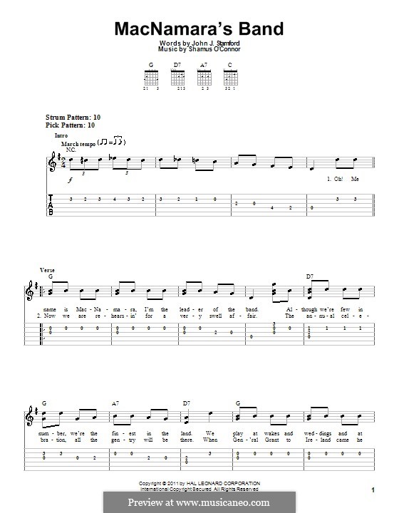 MacNamara's Band: For guitar (very easy version) by Shamus O'Connor