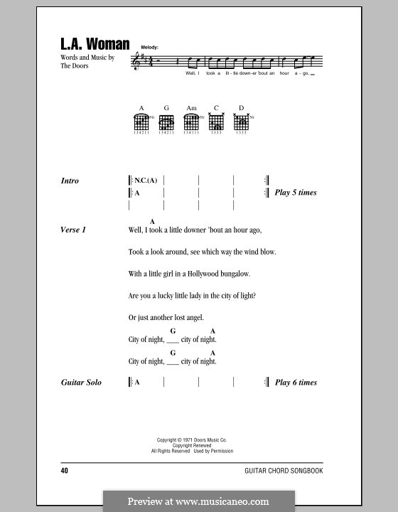 L A Woman By J Morrison J Densmore R Manzarek R Krieger