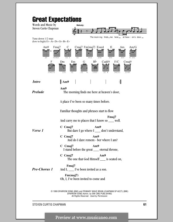 Great Expectations: Lyrics and chords (with chord boxes) by Steven Curtis Chapman