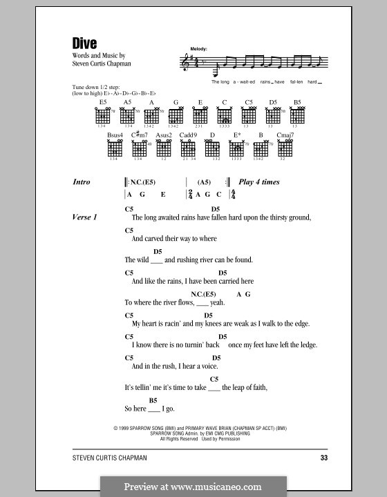 Dive by S.C. Chapman sheet music on MusicaNeo