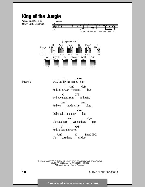 King Of The Jungle By S C Chapman Sheet Music On Musicaneo
