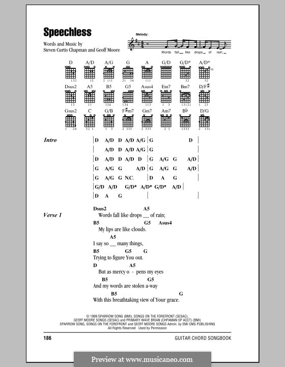 Speechless: Lyrics and chords (with chord boxes) by Geoff Moore