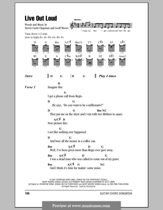 Live Out Loud by S.C. Chapman sheet music on MusicaNeo