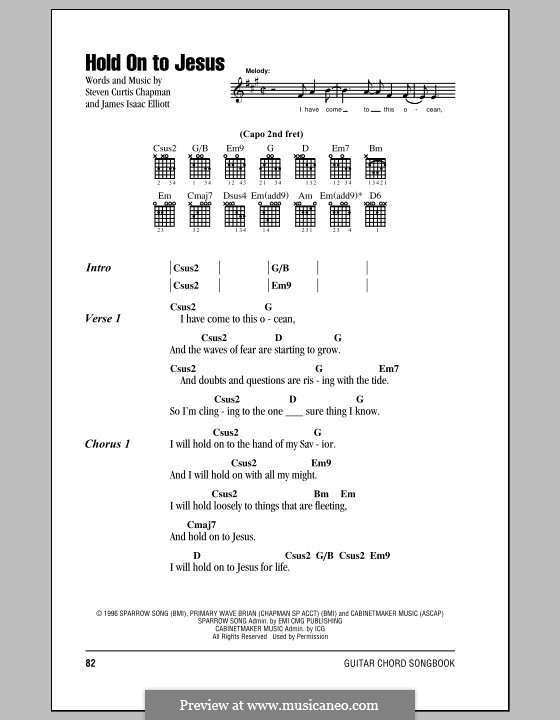 Hold on to Jesus: Lyrics and chords (with chord boxes) by James Isaac Elliott