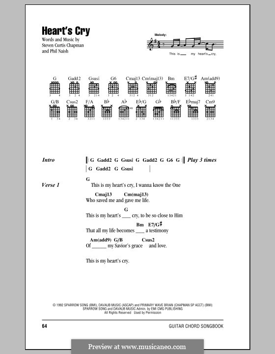 Heart's Cry: Lyrics and chords (with chord boxes) by Phil Naish